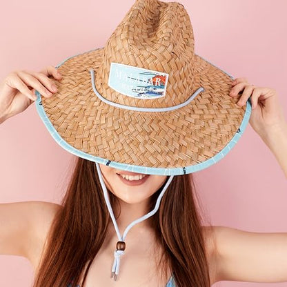 Malabar Hat Fabric Pattern Print Straw Sunhat Men & Women - color: A Group of Fish