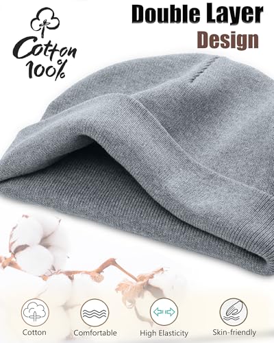 100% Cotton Beanie Hat Cuffless Beanies Warm Knit Winter Skull Cap - color: 1pcs-light Gray
