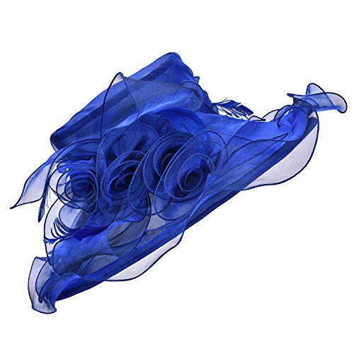 Lawliet Womens Flower Wedding Occasion Wide Brim Church Dress Sun Hat A341 - color: Royal Blue, size: One Size