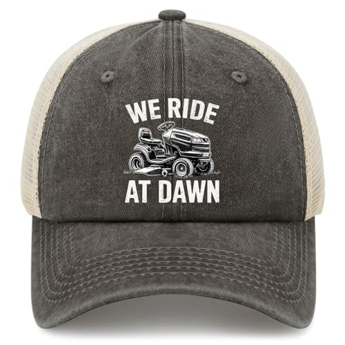 We Ride at Dawn Lawn Mower Hat Funny Trucker Hats Women Baseball Caps Funny Gifts - color: Allblack
