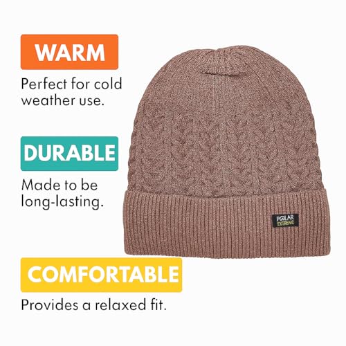 Polar Extreme Men's Sherpa-Lined Knit Winter Hat – Warm, Gift for Dad, Cold Weather - color: Grey Lined