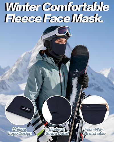 Ski Mask Balaclava for Men Women Windproof Thermal Winter Full Face Mask Cold Weather Skiing Snowboarding Neck Gaiter - color: Navy Blue