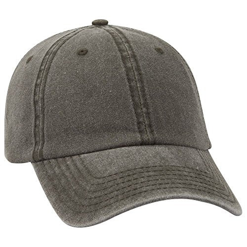 OTTO Garment Washed Pigment Dyed Cotton Twill 6 Panel Low Profile Dad Hat - color: Dk. Ol. Green