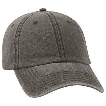 OTTO Garment Washed Pigment Dyed Cotton Twill 6 Panel Low Profile Dad Hat - color: Dk. Ol. Green