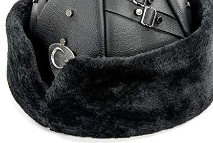 ihvan online Turkish Ottoman Bork Hat, Ertugrul Faux Leather Fur Winter Cap - color: Black / Style-4