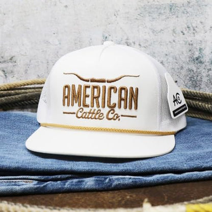 Longhorn Adjustable Snapback Western Hat - color: White