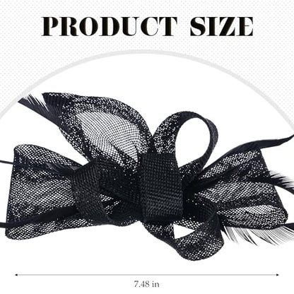 Zinniday Victoria Tea Party Hat - 2025 Bow Derby Attire Hats with Hairpin,1920s 50s Feather Fascinators for Women - color: Black