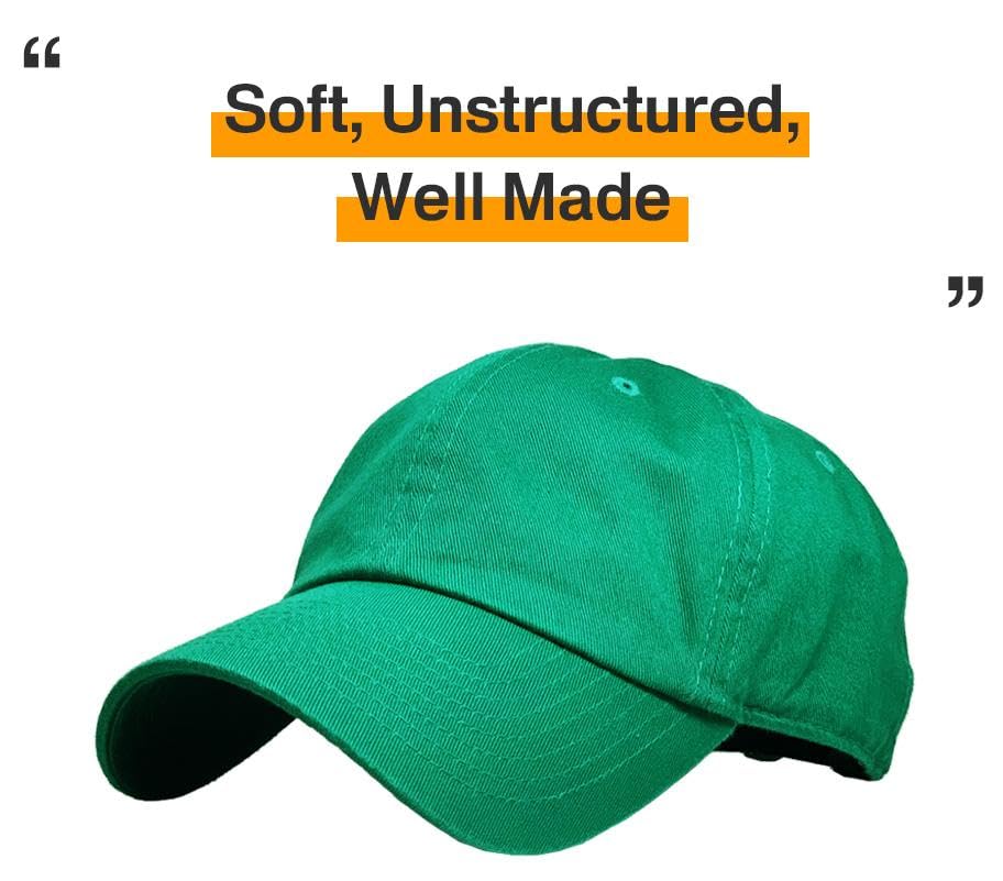 KBETHOS® Classic Washed Cotton Baseball Cap - color: Kelly Green