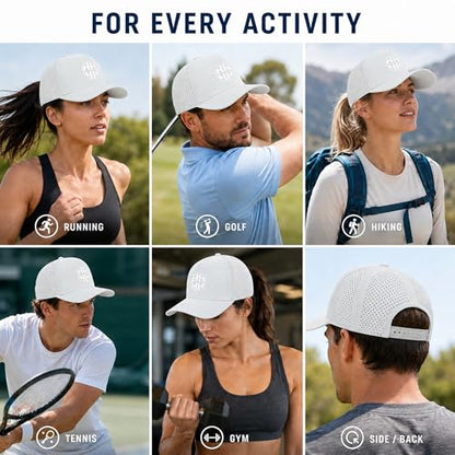 HH HOFNEN Quick Dry Baseball Cap Mesh Snapback Hat Golf Ball Cap Men Women - color: 2-black+gray