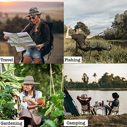 BaHoki Essentials Military Style Bucket Hat - Camo Outdoor Hat with Adjustable Strap - Wide Brim Safari Hat - style: Camo