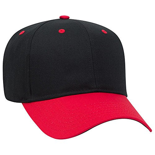 OTTO 6 Panel Pro Style Cotton Blend Twill Cap - color: Red/Blk