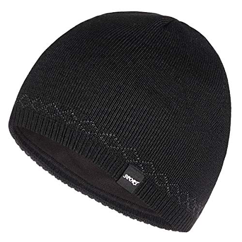 Mens Winter Beanie Hat Warm Knit Cuffed Plain Toboggan Ski Skull Cap (3 Patterns) - color: B1-black
