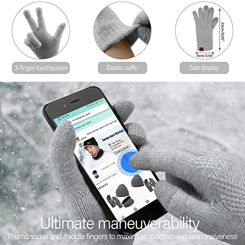 FZ FANTASTIC ZONE Women's Winter Warm Beanie Hats Scarf Touchscreen Gloves - color: Grey