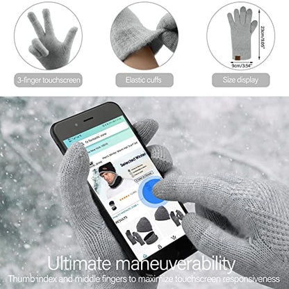 FZ FANTASTIC ZONE Women's Winter Warm Beanie Hats Scarf Touchscreen Gloves - color: Grey