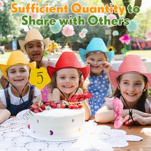 SATINIOR 12 Set Kids Cowboy Hats Bulk with Bandanas - color: Colorful Colors