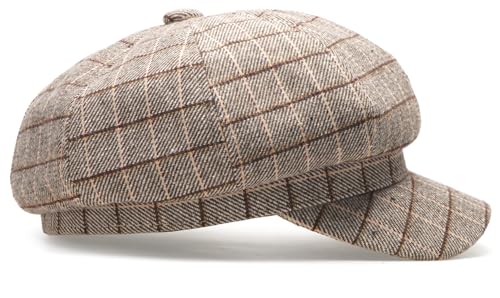 Newsboy Caps for Women Classic Beret Hats Autumn Winter Cap - color: E-beige