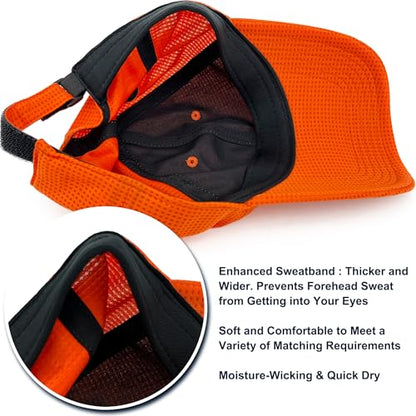 Long Brim Golf/Running Hat Full Mesh Baseball Cap Breathable - color: Blaze-orange, size: One Size