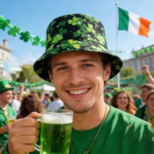 Bucket Hat Funny Duck Fisherman Hat Travel Beach Sun Hat Outdoor Cap for Men Women Adults - color: St Patricks Day