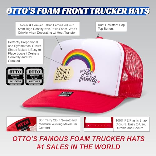 OTTO Cap 5 Panel High Crown Foam Front Mesh Back Trucker Hat, One Size - color: 015 - Tan
