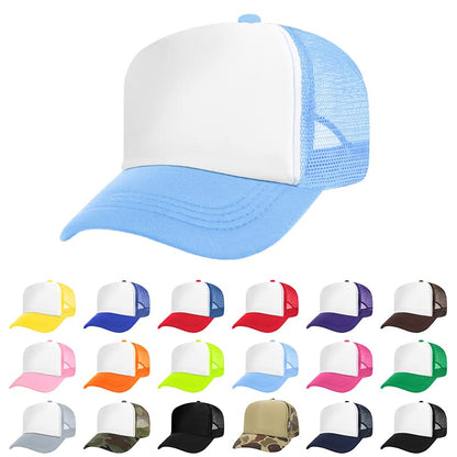 TOPTIE 5 Panel Foam Front Trucker Hat High Crown Mesh Back Snapback Cap - color: Gold White