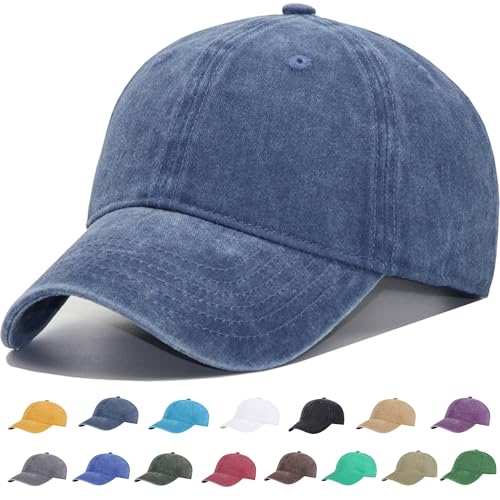 Vintage Washed Cotton Plain Baseball Caps Adjustable Unstructured Blank Casual Dad Ball Hats for Men Women, M/L/XL/XXL - color: Navy, size: X-Large-XX-Large