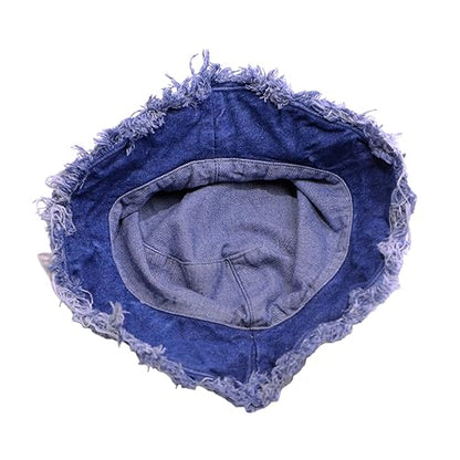 Cotton Denim Distressed Bucket Hat, Sun Hat, Hat for Men and Women - color: Yfub