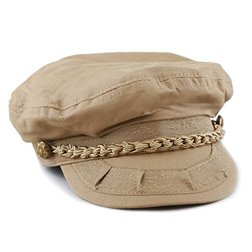 The Hat Depot Unisex Cotton Yachting Style Sailing Greek Fisherman Cap hat - color: Khaki, size: Large-X-Large