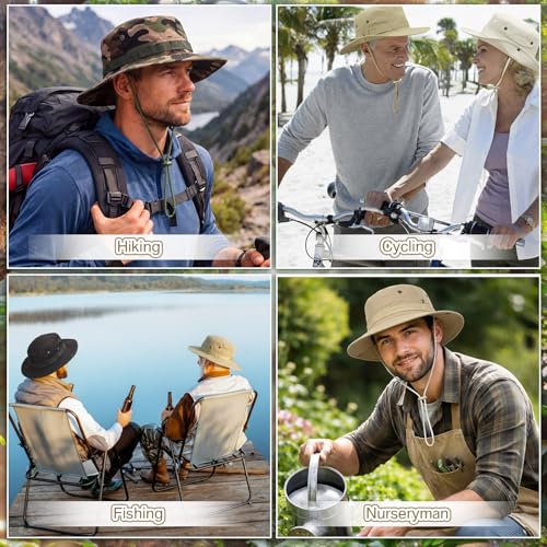 Wide Brim Boonie Hats for Men and Women with Chin Straps - color: Multicolor 3