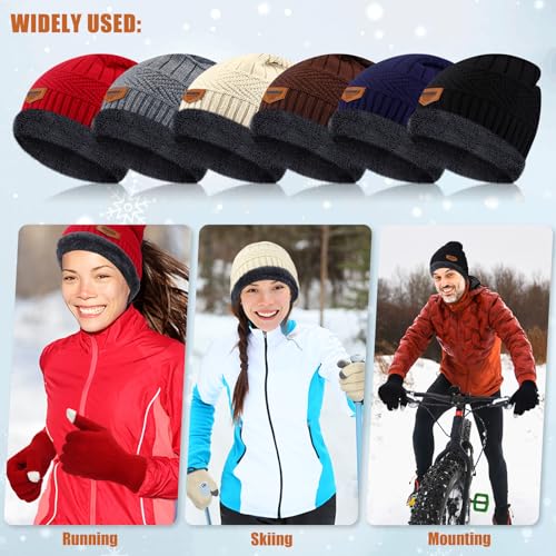Vabean 48 Set Winter Beanie Touchscreen Gloves Knit Hat Set,Colorful