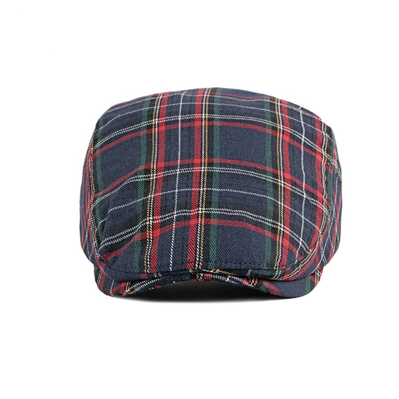 Unisex Classic Plaid Beret Newsboy Hats Flat Sun Hat Sport Golf Baseball Caps Cabbie Driving Cap Hats for Women Men - color: Navy Blue