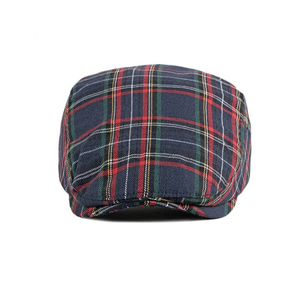 Unisex Classic Plaid Beret Newsboy Hats Flat Sun Hat Sport Golf Baseball Caps Cabbie Driving Cap Hats for Women Men - color: Navy Blue