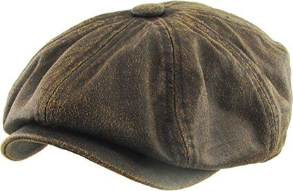 KBETHOS Leather Ascot Made in USA Ivy Collection Classic Newsboy Caps - color: (E) Pu Leather - Dark Brown, size: Small-Medium