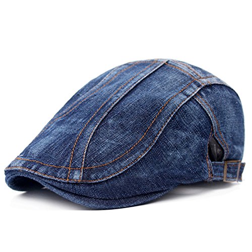 WETOO Men's Flat Cap Gatsby Newsboy Lvy Irish Hats Driving Cabbie Hunting Cap - color: C1-denim Blue