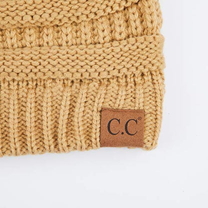 C.C Exclusives Cable Knit Beanie - Thick, Soft & Warm Chunky Beanie Hats - color: Camel
