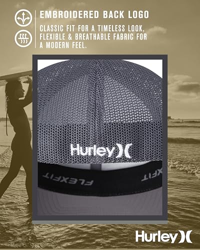 Hurley Mens Mini Icon Mesh Panel Fitted Trucker Baseball Cap - color: Dark Grey, size: Large-X-Large