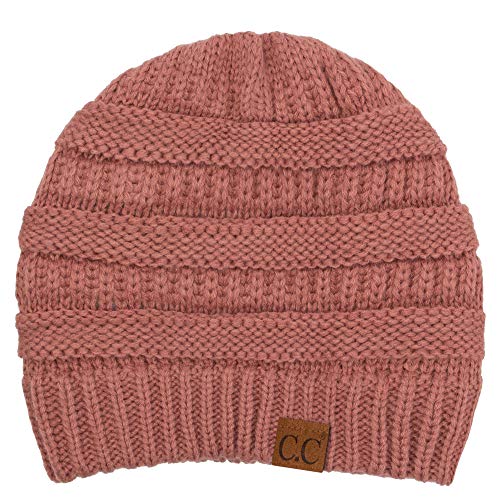 C.C Trendy Warm Chunky Soft Stretch Cable Knit Beanie Skully - color: Mauve