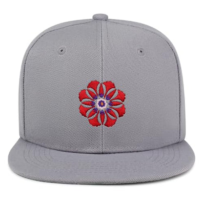 Flower Ornament Hip-Hop Snapback Hat Embroidered Baseball Cap Floral Embellishment - color: 02. Light Grey