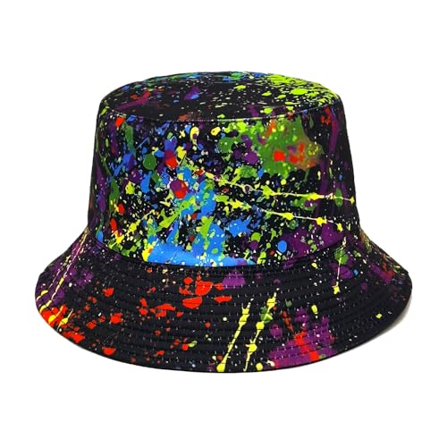 Quanhaigou Reversible Printed Bucket Hat,Summer Beach Outdoor Cap - color: Graffiti Tie Dye