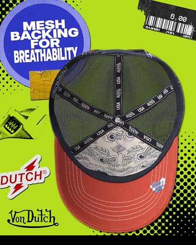 Von Dutch Unisex Trucker Hat, Colorblock, Mesh Back, Curved Bill, Snapback - color: Mahogany