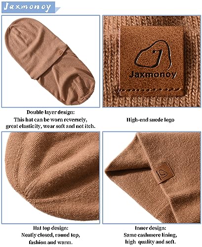 jaxmonoy Slouchy Knit Beanies Winter Hats for Women Men Soft Warm Reversible Slouch Cuffed Skull Knitted Beanie Cap - color: Coffee