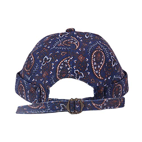 Mens Printed Docker Cap Hats Beanie Sailor Cap Hat Rolled Cuff Retro Brimless Hat - color: Caramel+khaki+navy