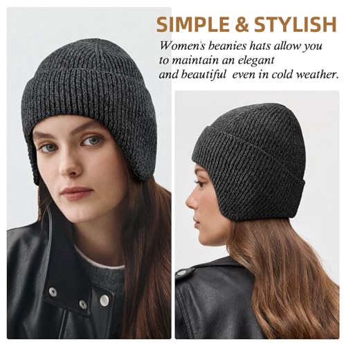 OZERO Winter Beanies Hats Men: Beanie with Ear Flaps - color: Grey