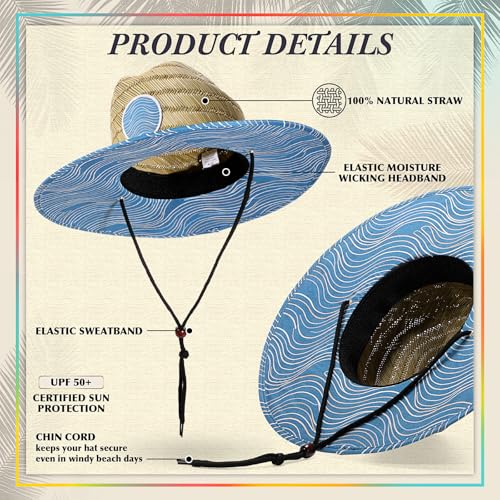 Cuffbow 2 Pack Straw Sun Hats for Women Men - style: Wave Stripe
