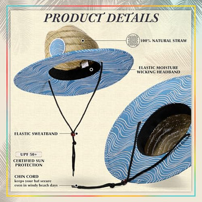 Cuffbow 2 Pack Straw Sun Hats for Women Men - style: Wave Stripe
