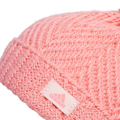 adidas Kids Twilight Ballie Pom Beanie - color: Semi Pink Spark/Sandy Pink/Twilight