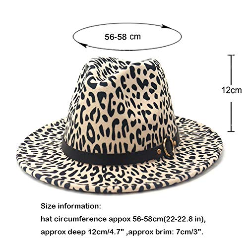 Women's Wide Brim Felt Fedora Panama Hat with Leopard - color: Z-beige