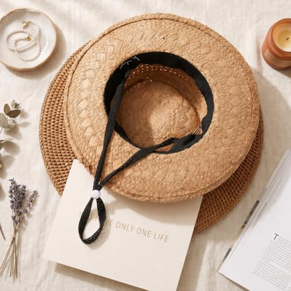 3 PCS Hat Straps for Wind, Adjustable Beige Sun Hats Chin Strap
