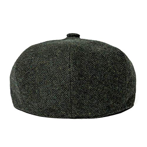 Men Wool Blend 8 Panel Newsboy Cap - color: Herringbone Green, size: 7 1/8