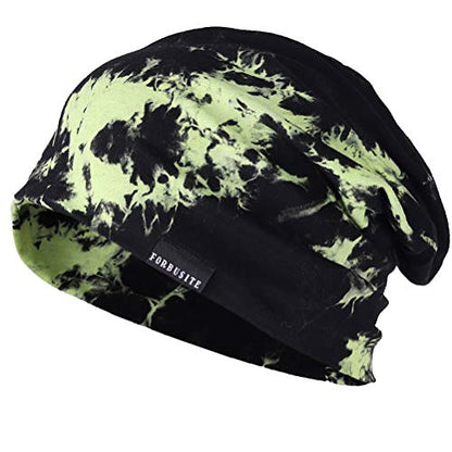 Mens Slouchy Beanie Hat Thin Baggy Summer Skull Cap - color: Green/Claret