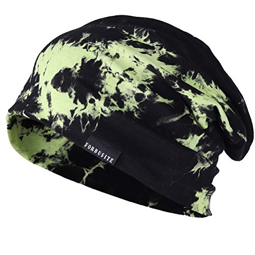 Mens Slouchy Beanie Hat Thin Baggy Summer Skull Cap - color: Green/Claret